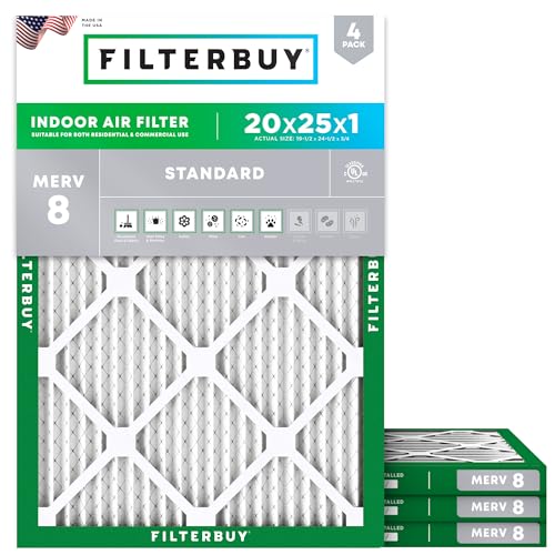 20x25x1 MERV 8 Pleated HVAC Air Filter 4-Pack H147