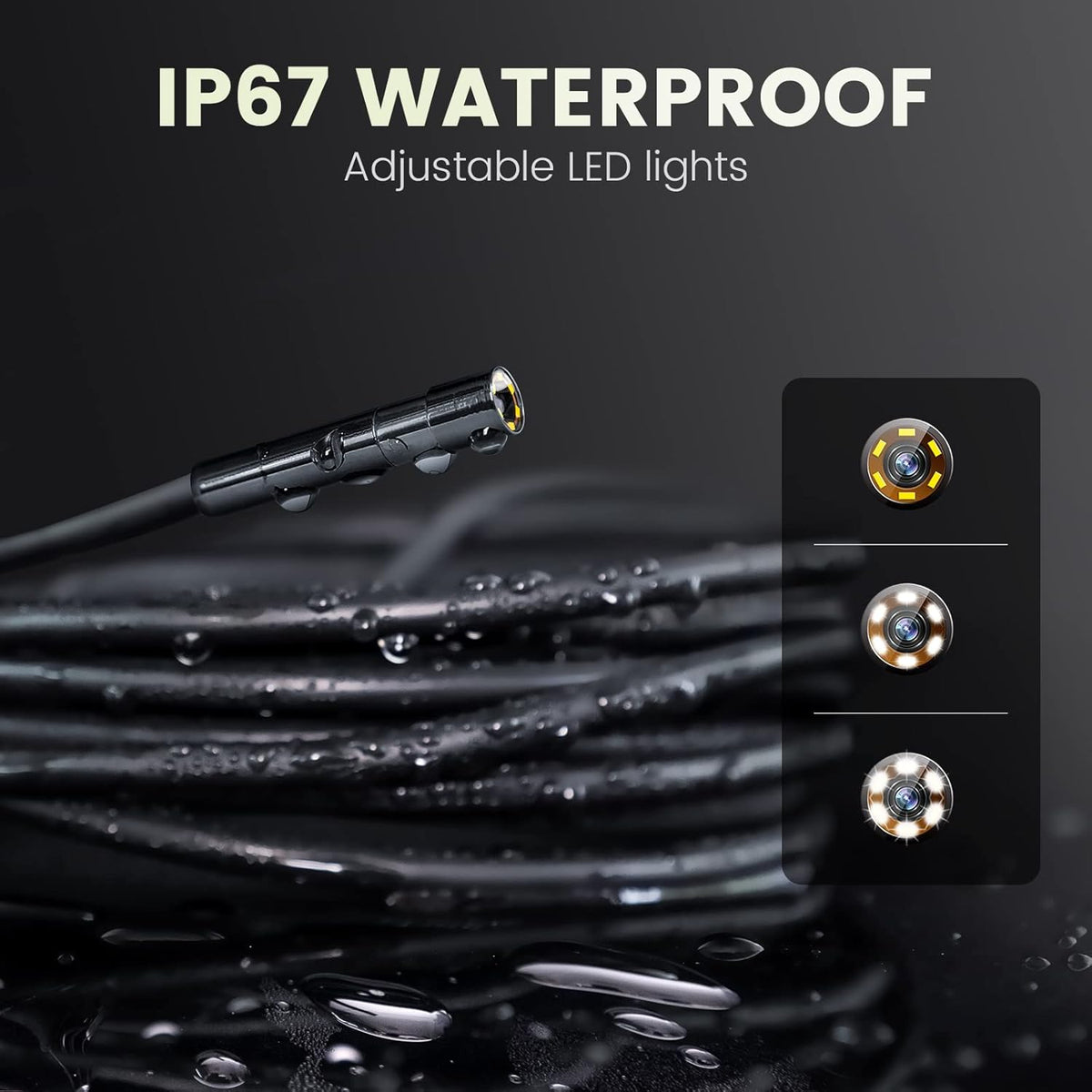 1080P HD Borescope Inspection Camera with 6 LED Lights A2436