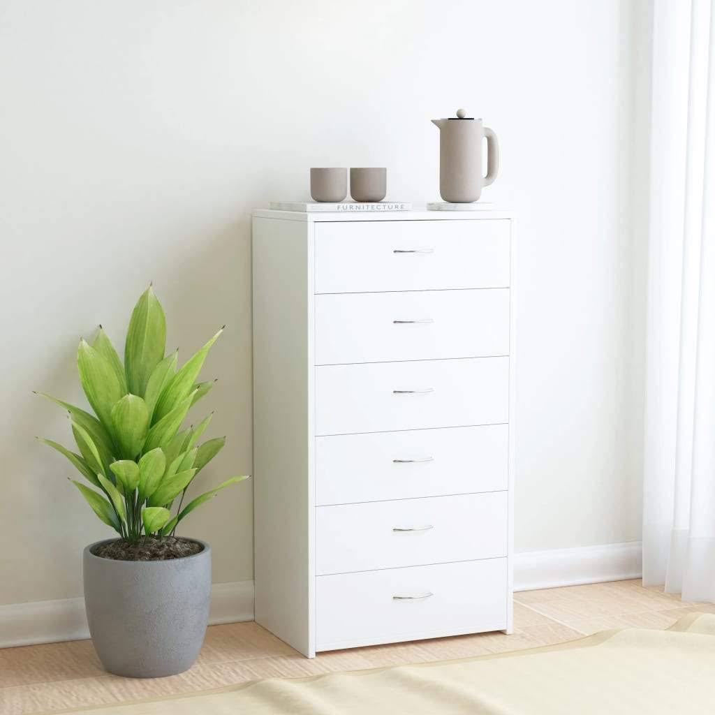 White 6 Drawer Sideboard Chipboard H75688