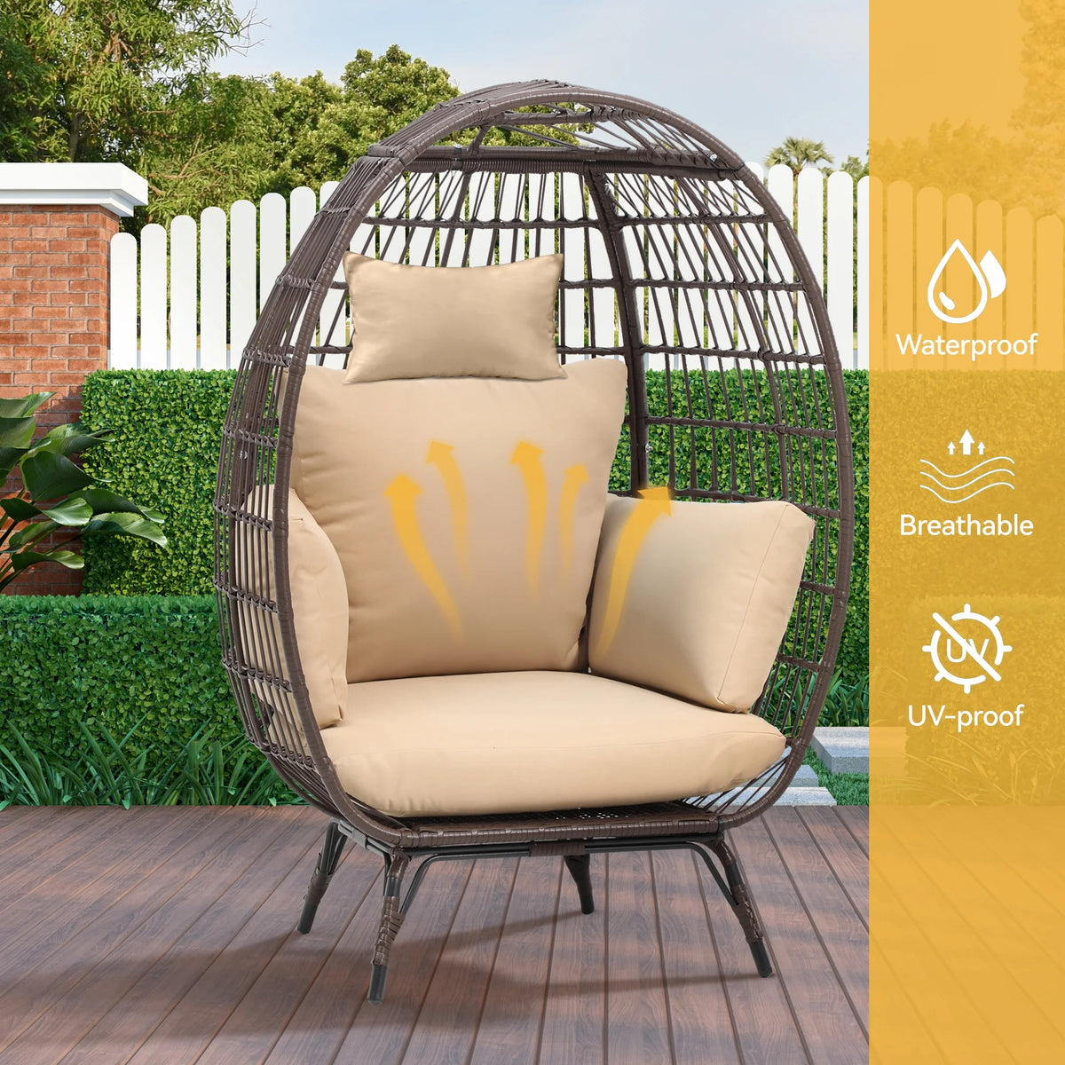 Egg Chair with Cushion Wicker PE Rattan Chair X148