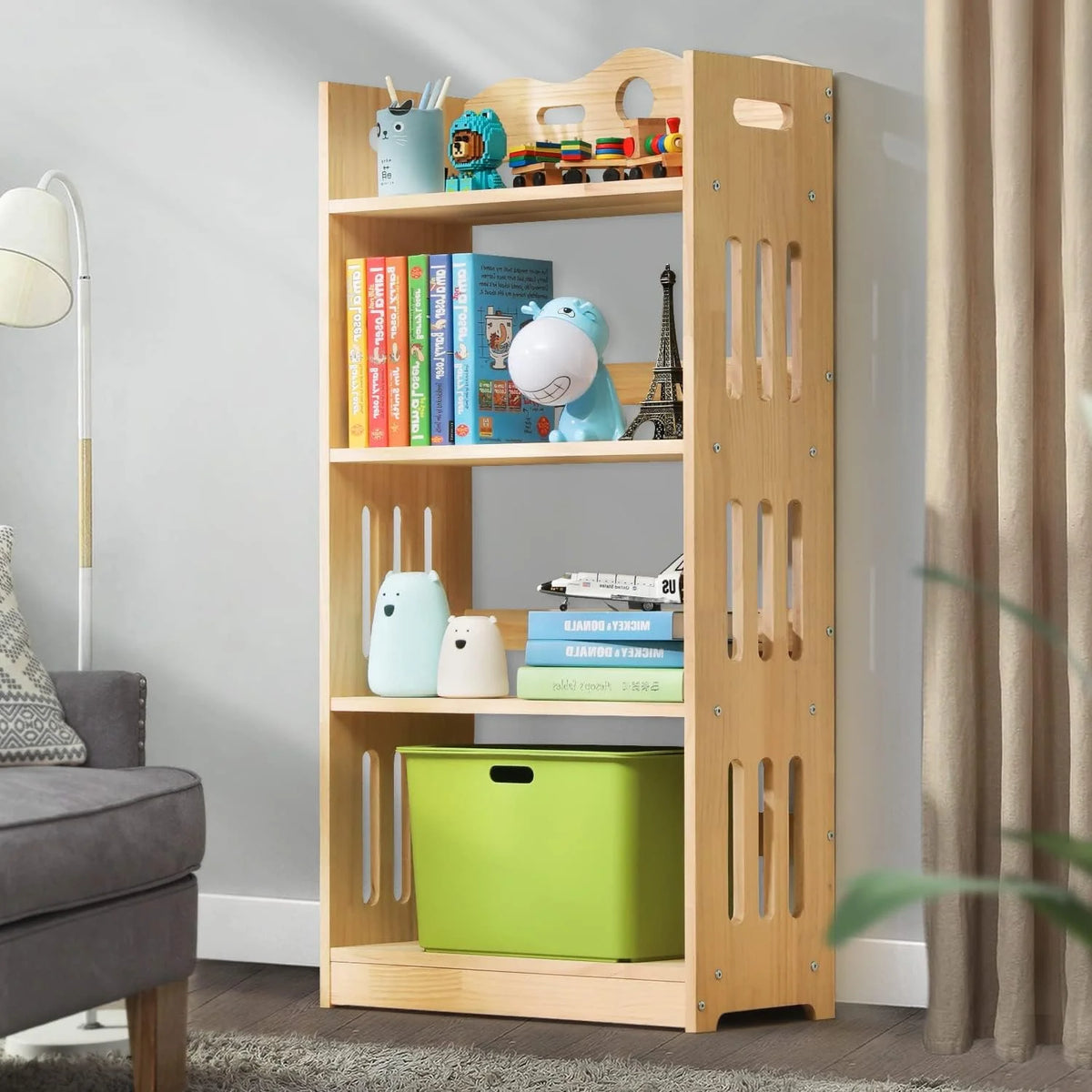 Natural 4 Tier Solid Wood Bookcase F3848
