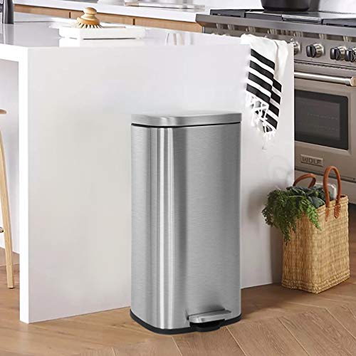 60 Liter Stainless Steel Step Trash Can with Inner Buckets and Hinged Lids G138