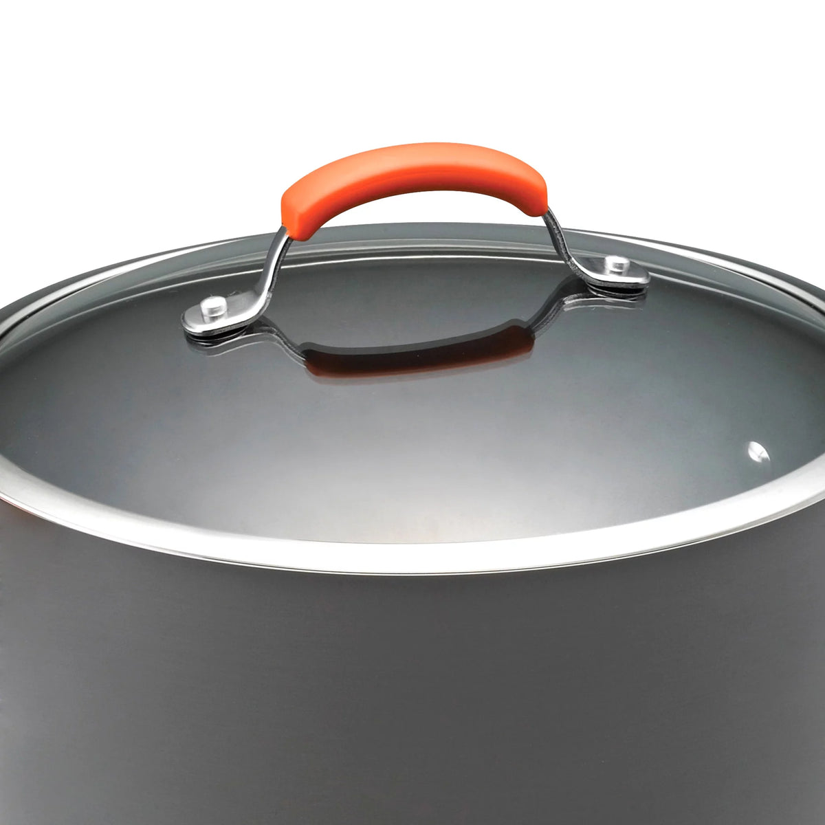 14 Piece Hard Anodized Nonstick Pots and Pans Set, Gray with Orange Handles J1242