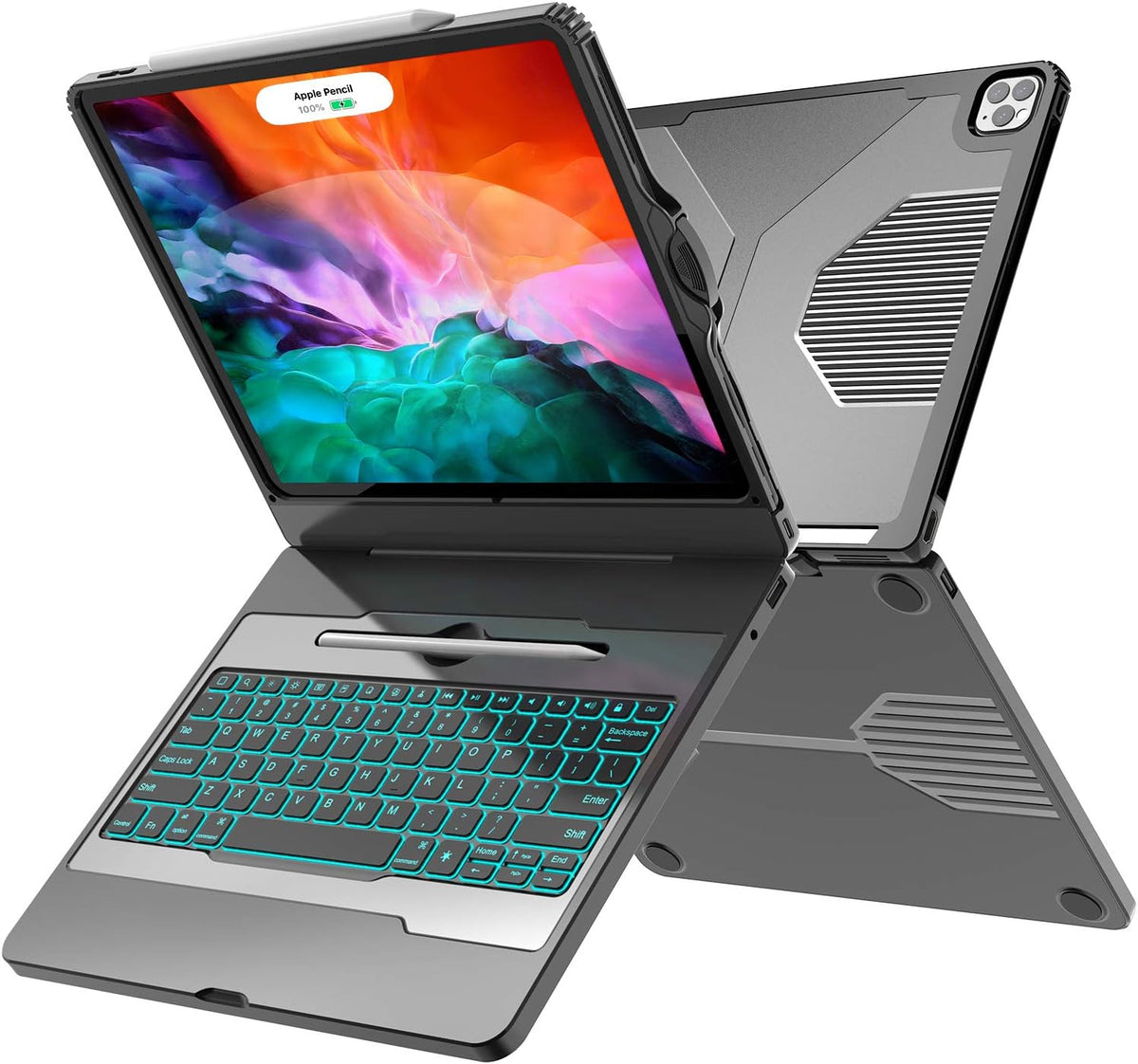 iPad Pro 12.9 Case with Keyboard, 7 Color Backlit, Black P171522