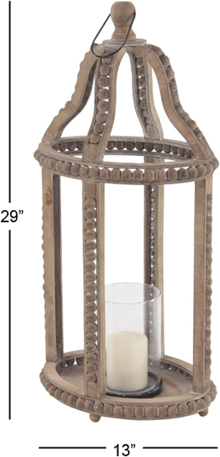 Rustic Wood and Glass Candle Lantern Z978296