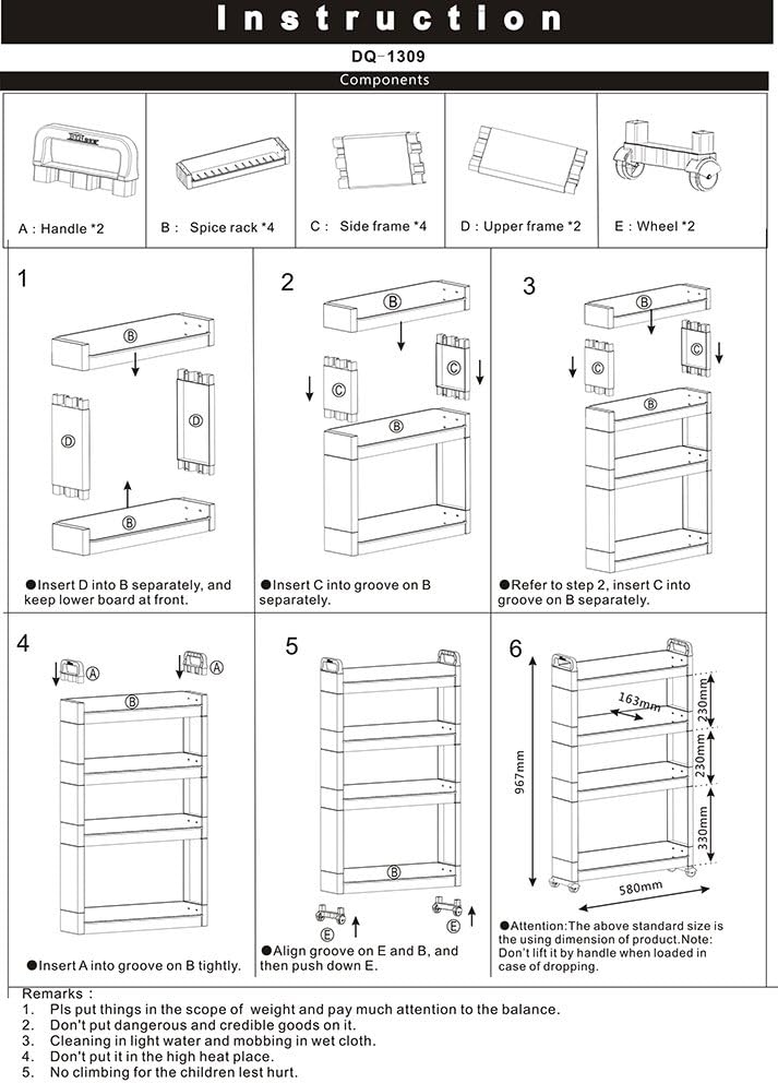 Rolling Slim Cart with Wheels (4-Tier) J794405