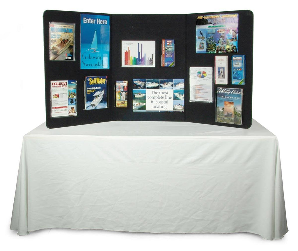 3-Panel Tabletop Display Presentation Board, 72 x 36, Black L643379