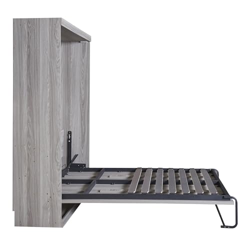 Gray Full Size Wood Murphy Bed with Shelves I8059