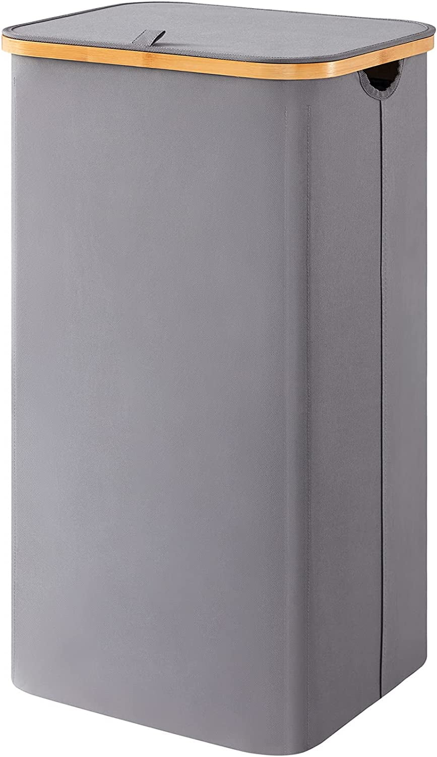 100L Laundry Basket with Lid Removable Bag Grey R4471