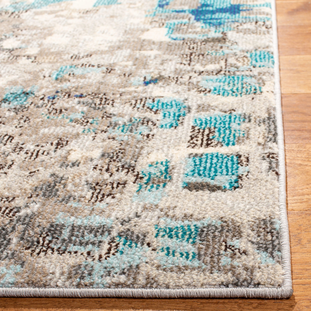 Grey/Blue Abstract Polka Dots Area Rug, 9' x 12' S2115
