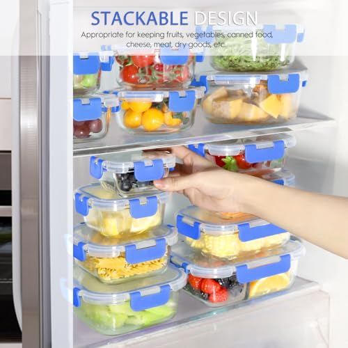 42pcs Glass Food Storage Containers with Lids Set, Blue Q98074