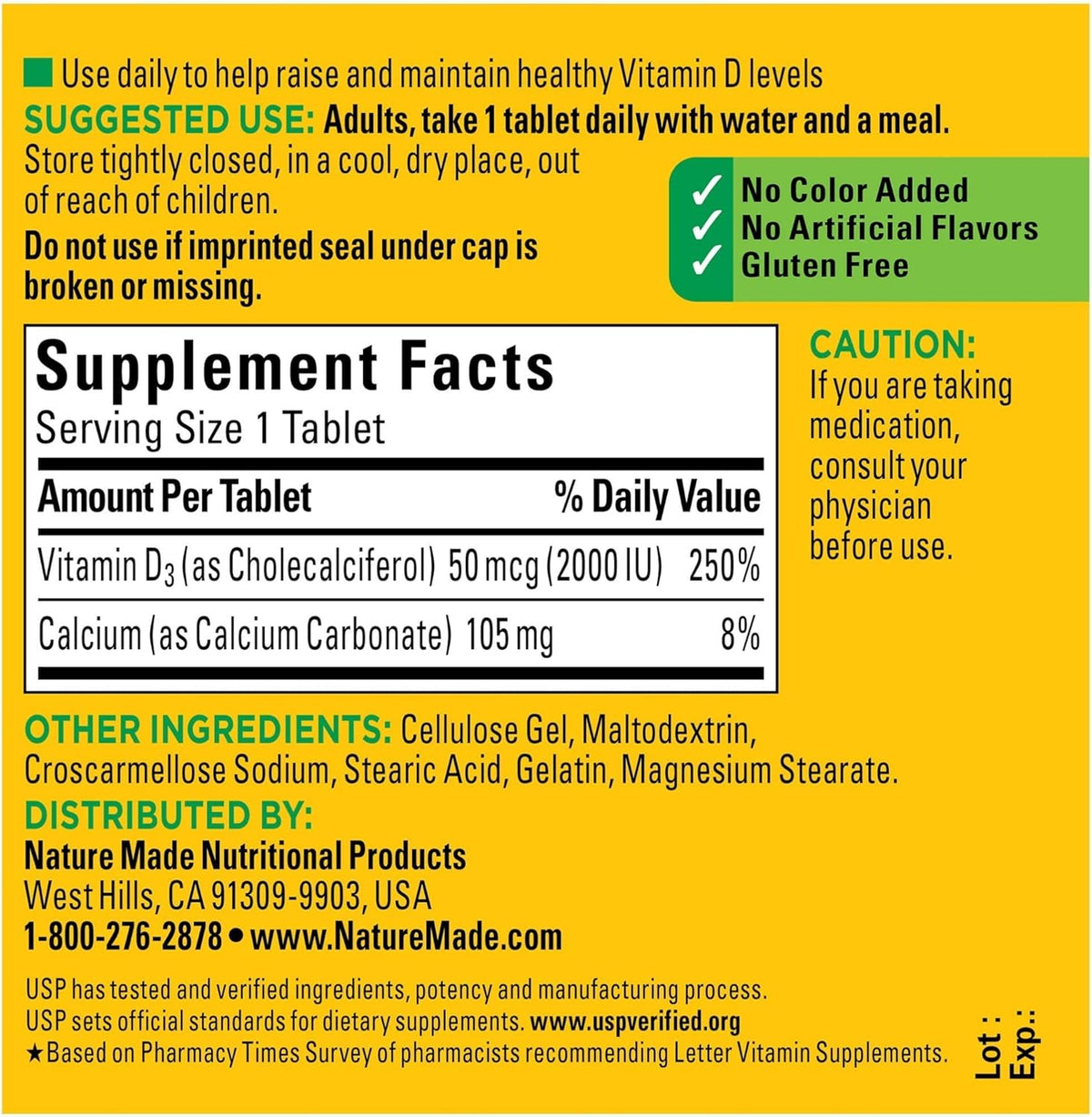 Vitamin D3 2000 IU 100 Tablets Q64498