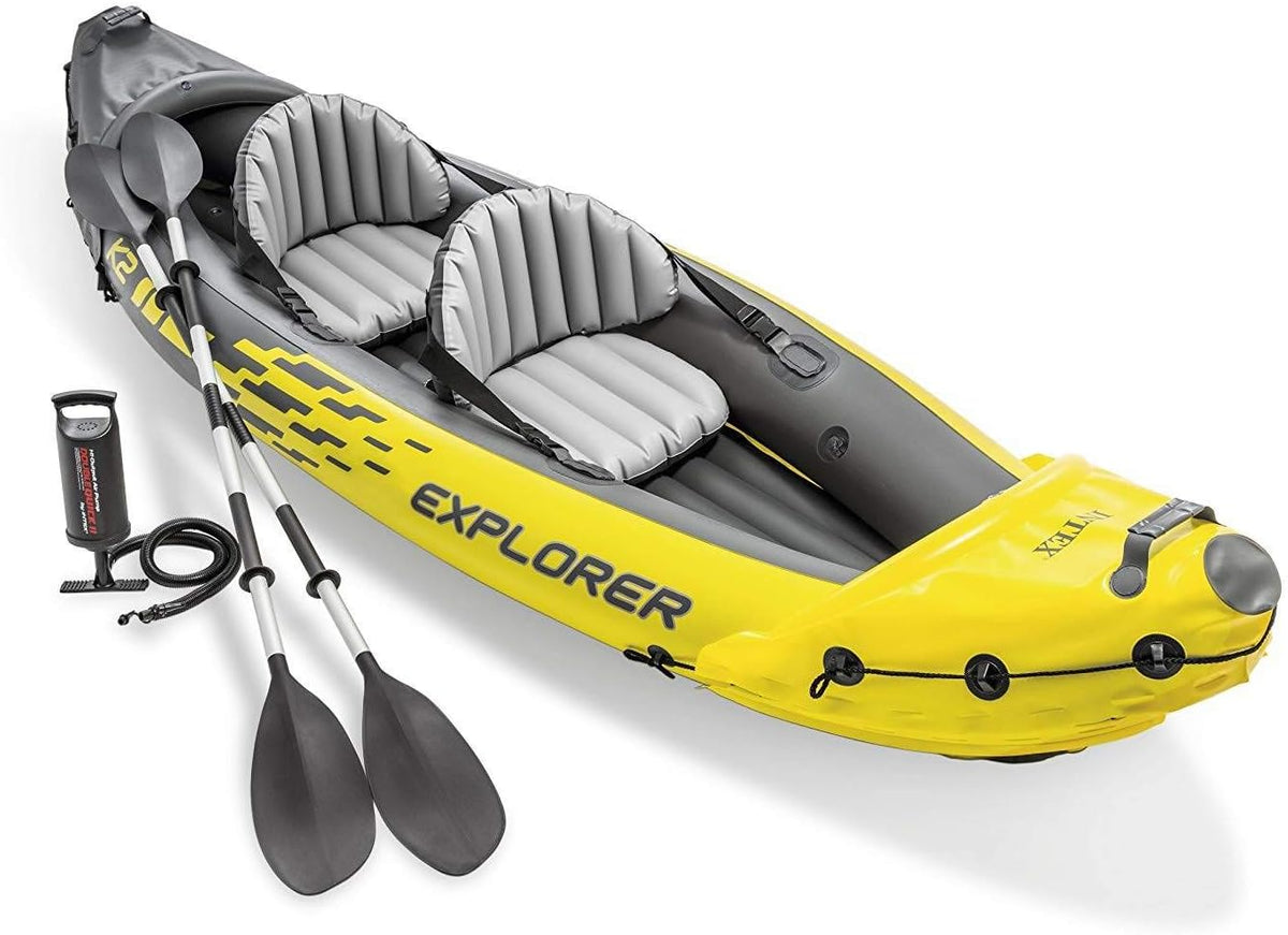 Yellow 2 Person Inflatable Kayak with Aluminum Oars & Air Pump X952