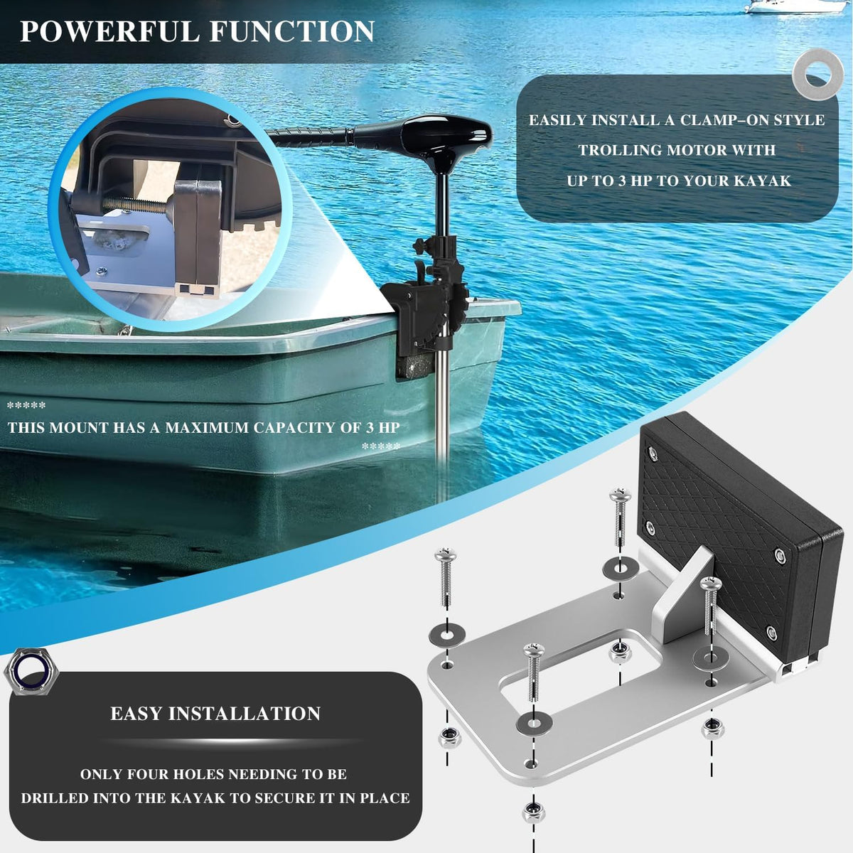 Universal Transom Trolling Motor Mount for Kayaks L6185