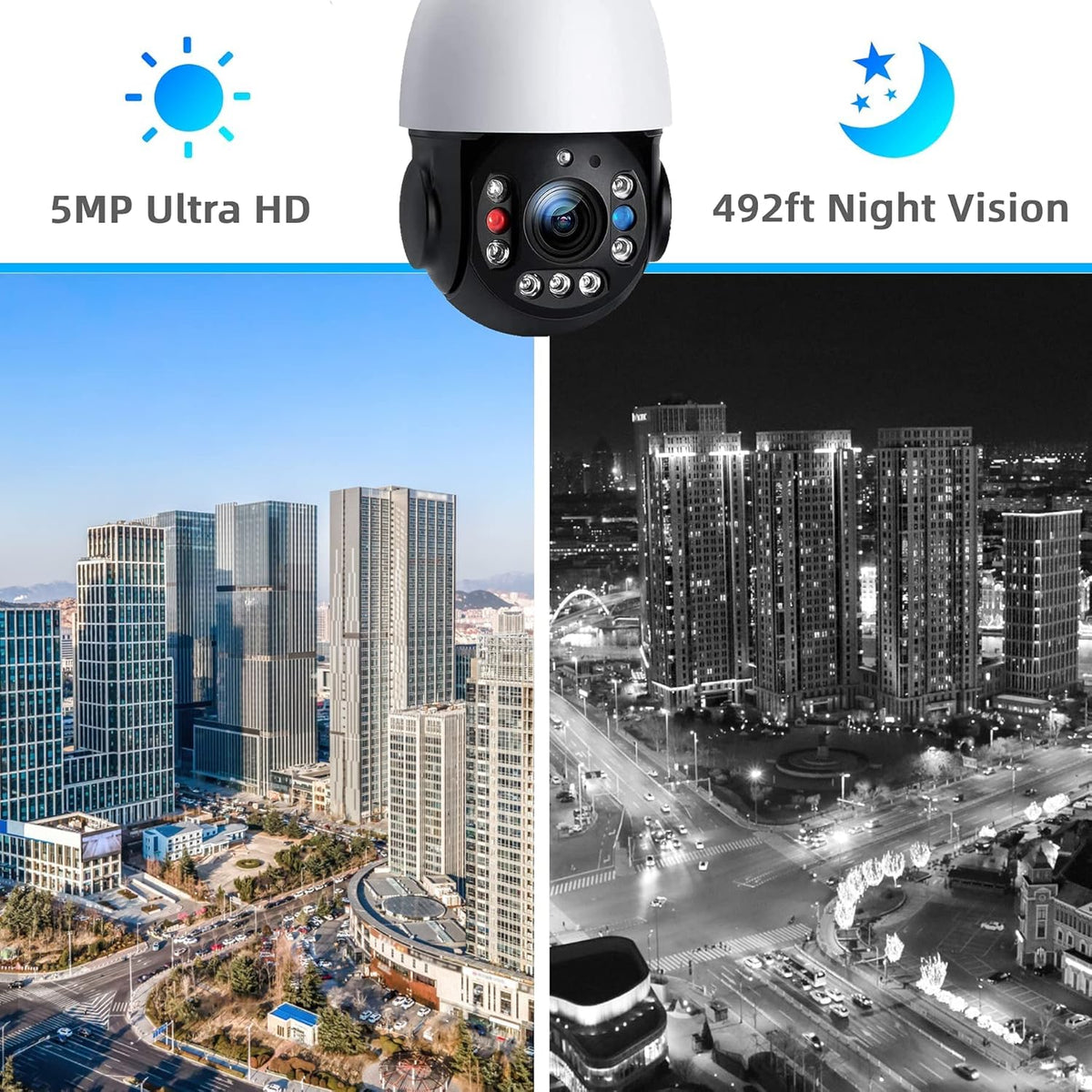 PTZ Security Camera Outdoor 30X Optical Zoom WiFi 5MP IP Camera Night Vision 2-Way Audio IP66 Waterproof C4304