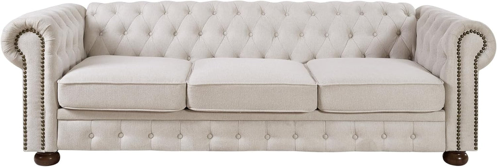 Beige Linen Chesterfield Sofa L23740