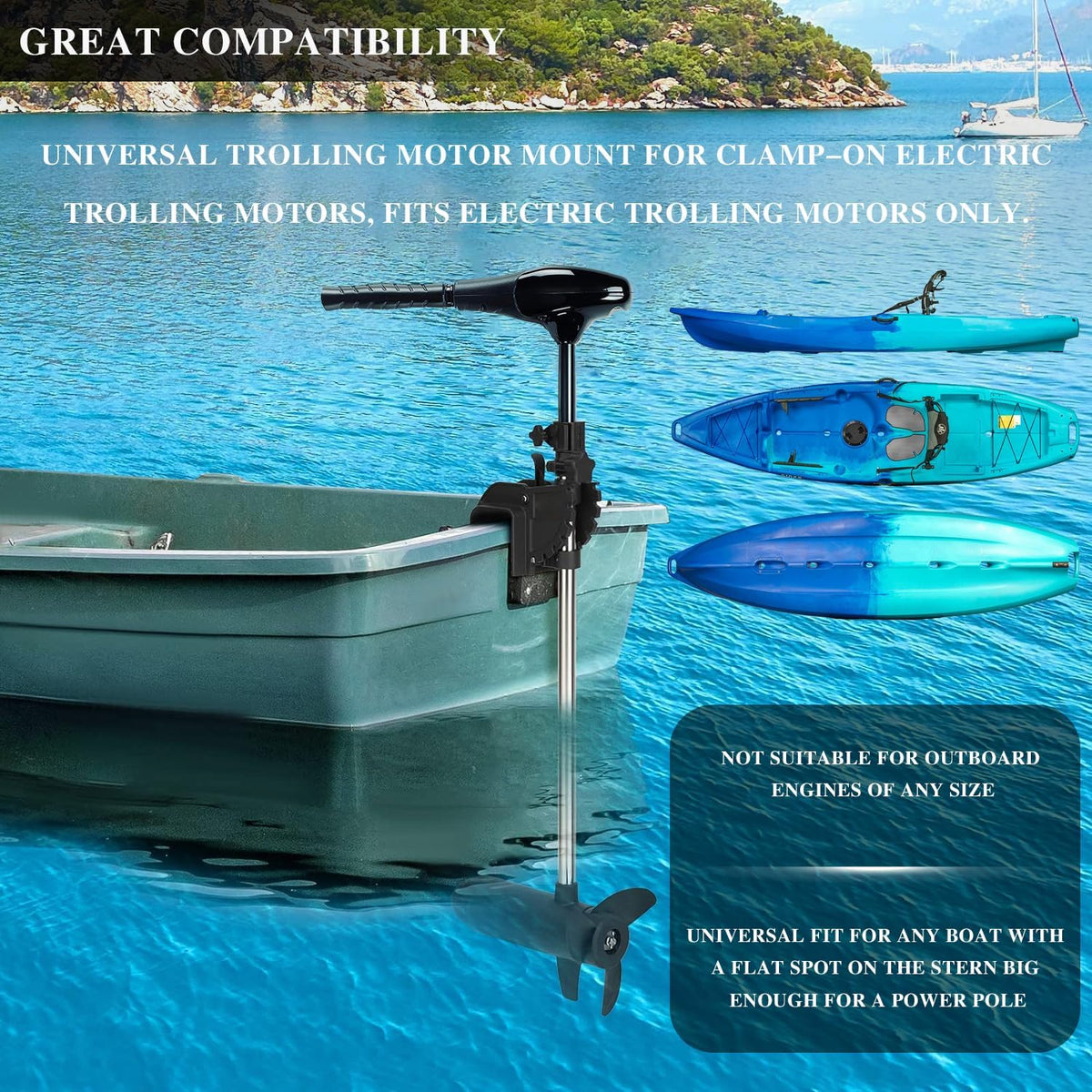 Universal Transom Trolling Motor Mount for Kayaks L6185