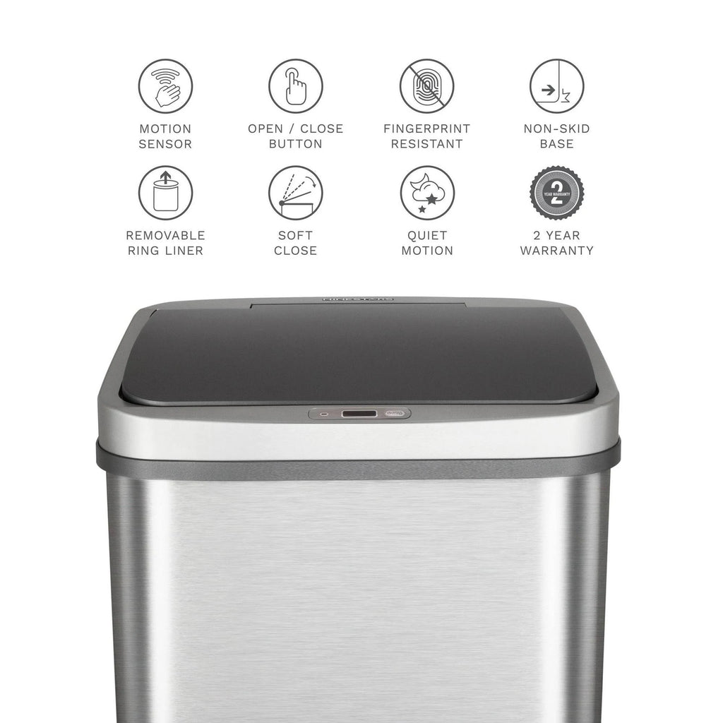 13.2 Gallon Stainless Steel Motion Sensor Trash Can P977443