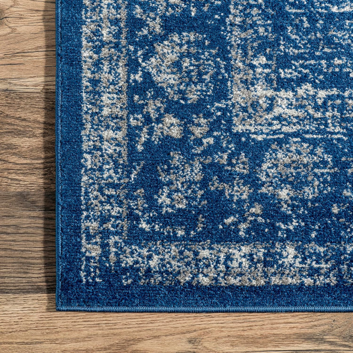 Dark Blue Vintage Runner Rug A975608