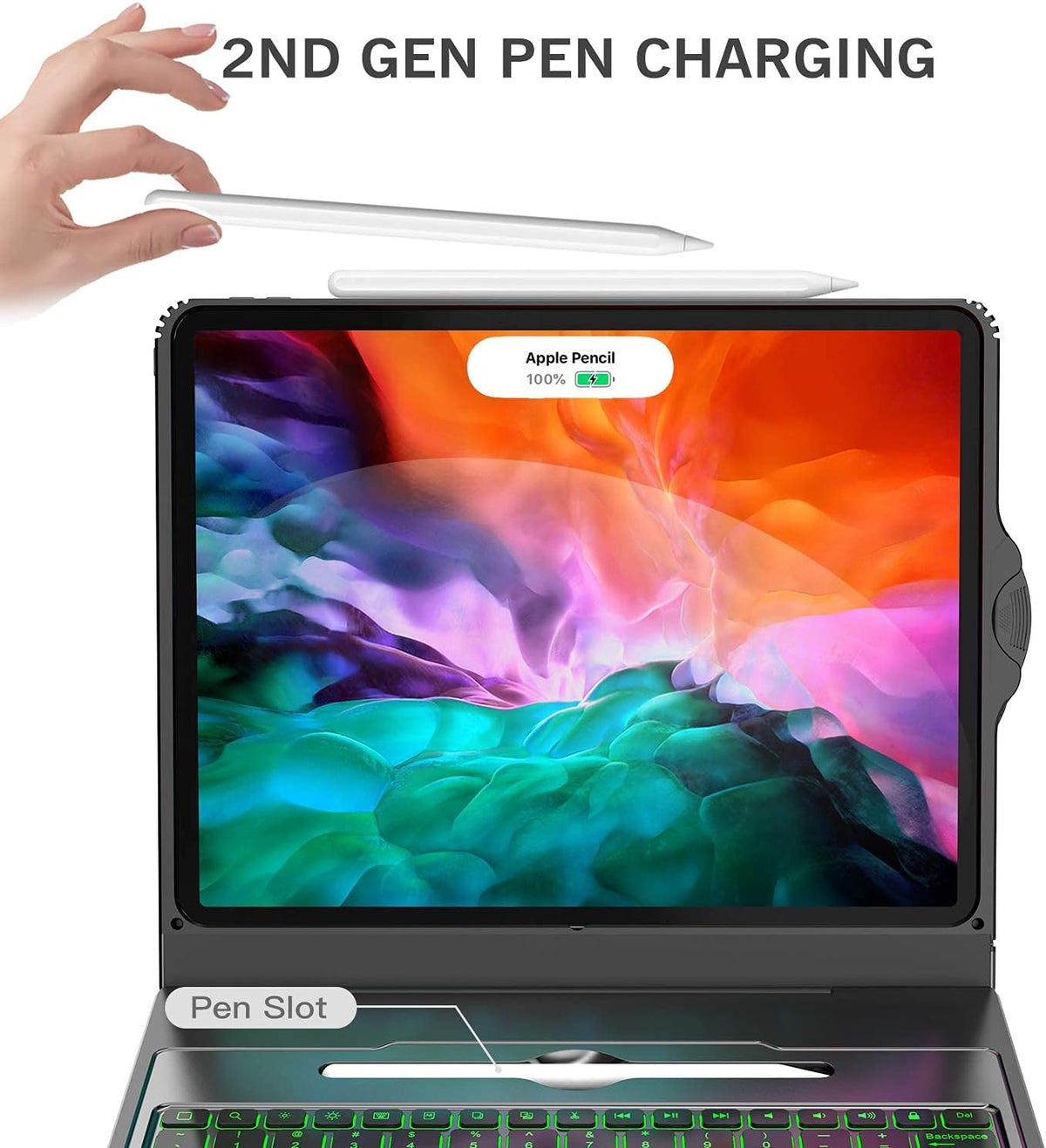 iPad Pro 12.9 Case with Keyboard, 7 Color Backlit, Black P171522