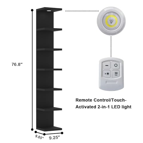 7 Tier Black Wall Shelf with LED Remote Control Light M452