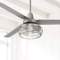 Industrial Ceiling Fan with Light Kit LED Remote Brushed Nickel I67934