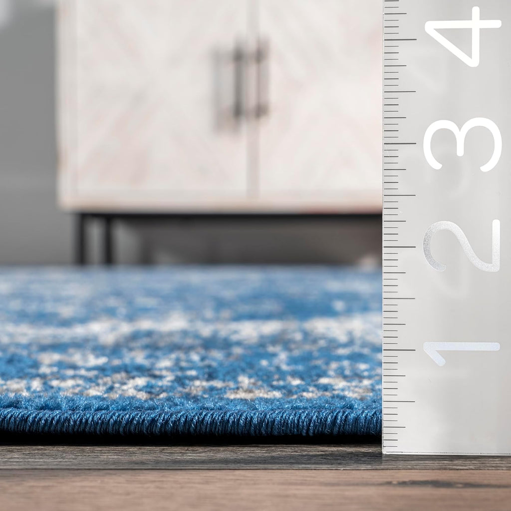 Dark Blue Vintage Runner Rug A975608