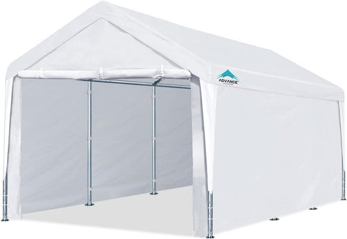 10x20 ft Heavy Duty Carport Canopy with Removable Sidewalls and Doors, White H10470