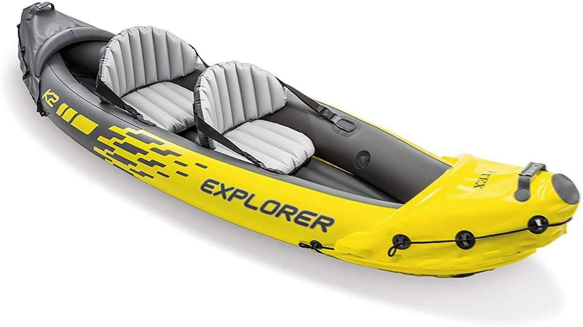 Yellow 2 Person Inflatable Kayak with Aluminum Oars & Air Pump X952