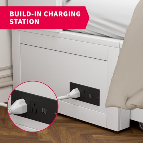 Grey Queen Murphy Bed with Foldable Mattress and Storage Drawer Z48007