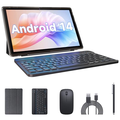 2 in 1 Tablet with Keyboard Case, 10 inch Android 14 Tablet, 6GB RAM+32GB ROM O13393