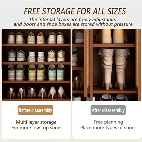 Bamboo 8 Tier Shoe Storage Cabinet with Doors and Drawers P116