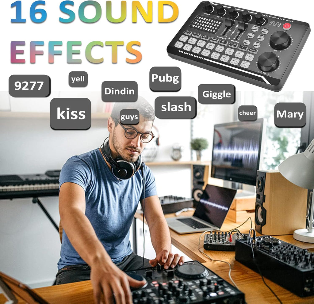 Audio Interface with DJ Mixer and Sound Card Microphone N149