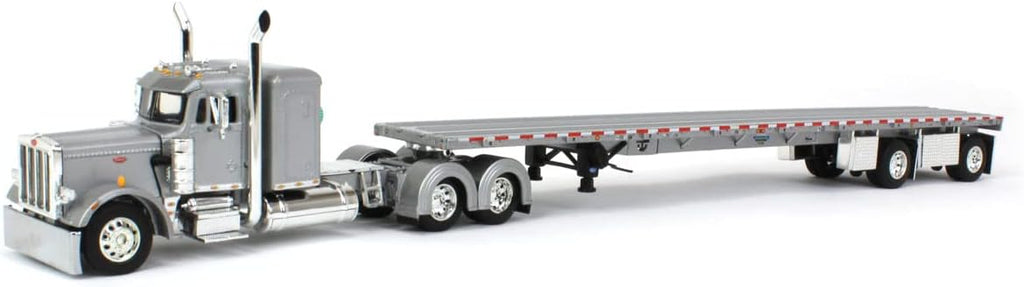 1/64 Silver Peterbilt 359 36" Flattop Sleeper with 53' Wilson Roadbrute Flatbed Trailer F4537