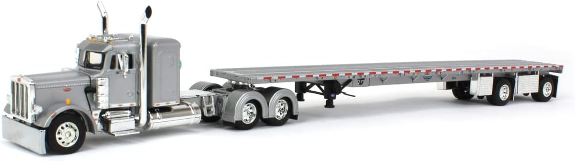1/64 Silver Peterbilt 359 36" Flattop Sleeper with 53' Wilson Roadbrute Flatbed Trailer F4537