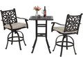3 Pieces Cast Aluminum Bar Set with 2 Swivel Bar Height Chairs and 1 Square Table G766239