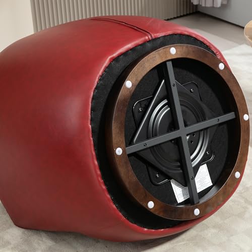 Light Beige PU Leather Swivel Barrel Chair with Hidden Storage D927