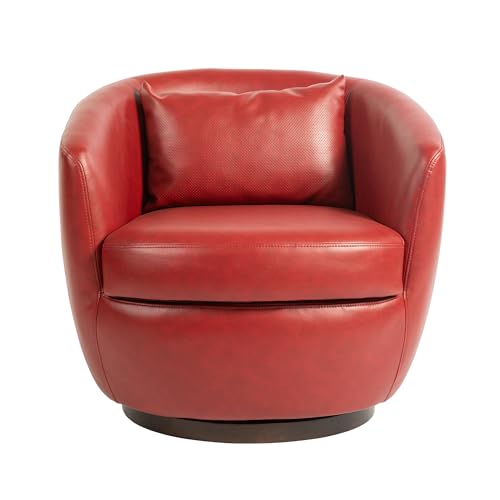 Light Beige PU Leather Swivel Barrel Chair with Hidden Storage D927
