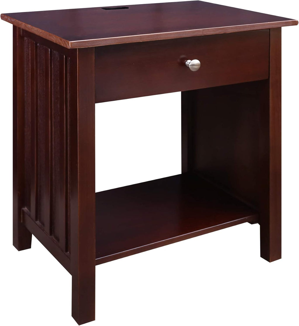 Warm Brown Nightstand with USB Ports C504