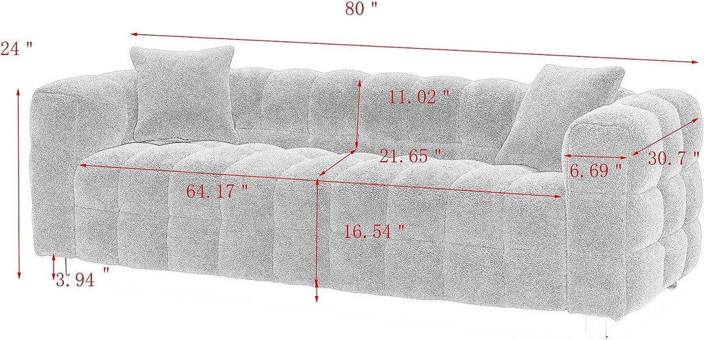 80" Pink Teddy Velvet 3 Seater Couch with Two Pillows U2692