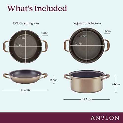 Hard-Anodized Nonstick 5 Qt. Dutch Oven & 10" Everything Pan Lid, Bronze J77197