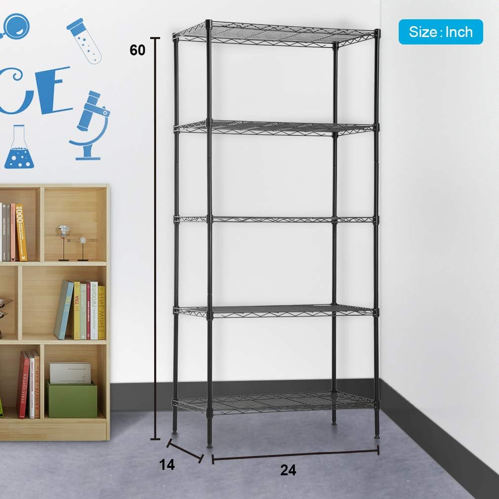 Wire Shelving Unit Metal Shelf Organizer Heavy Duty Rack 14 Dx24 Wx60 H H30411