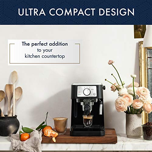 Compact Manual Espresso Machine, 15 Bar Pump Pressure, Tamper Included C8556