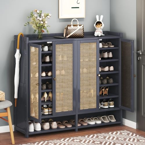 Bamboo 8 Tier Shoe Storage Cabinet with Doors and Drawers P116