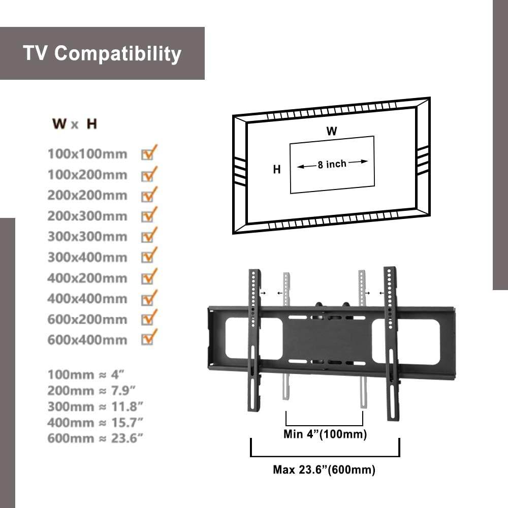 Angle and Height Adjustable Tempered Glass TV Stand, Black D285