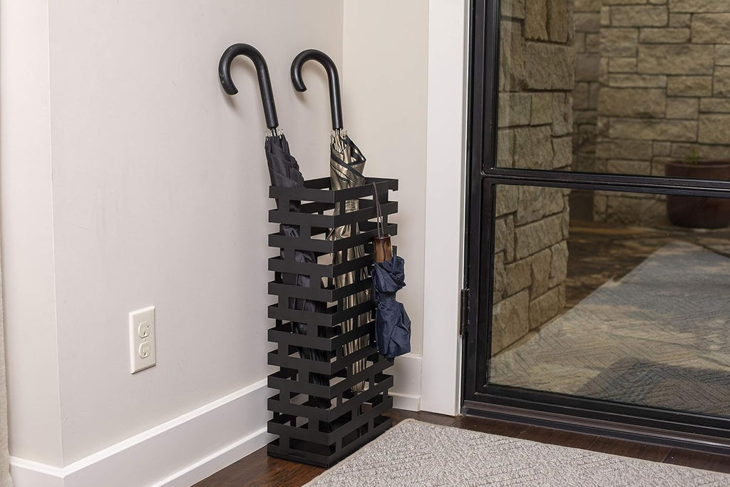 Black Metal Umbrella Holder Stand with Water Tray Z792