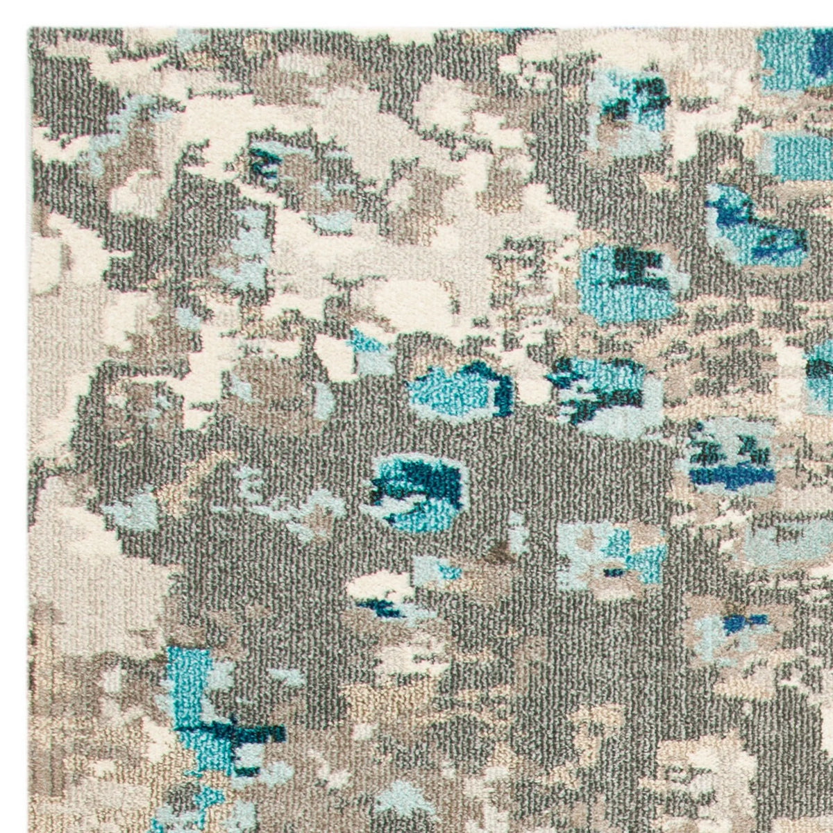 Grey/Blue Abstract Polka Dots Area Rug, 9' x 12' S2115
