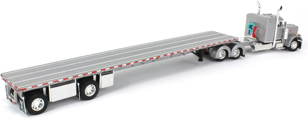 1/64 Silver Peterbilt 359 36" Flattop Sleeper with 53' Wilson Roadbrute Flatbed Trailer F4537