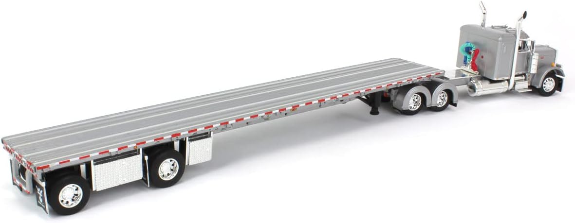 1/64 Silver Peterbilt 359 36" Flattop Sleeper with 53' Wilson Roadbrute Flatbed Trailer F4537