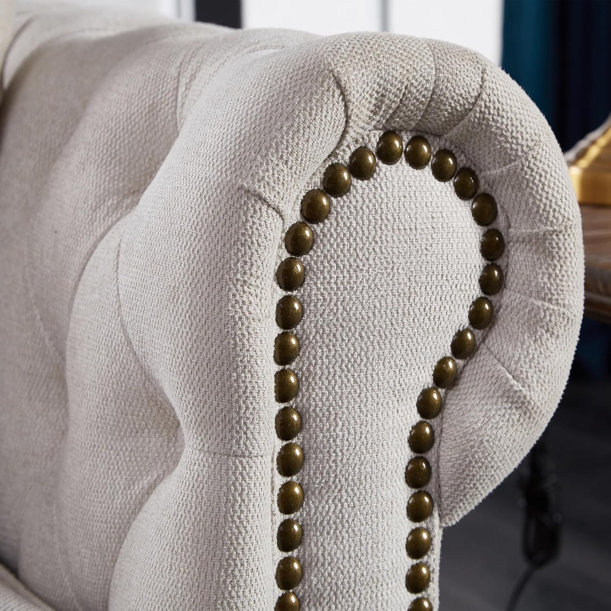 Beige Linen Chesterfield Sofa L23740